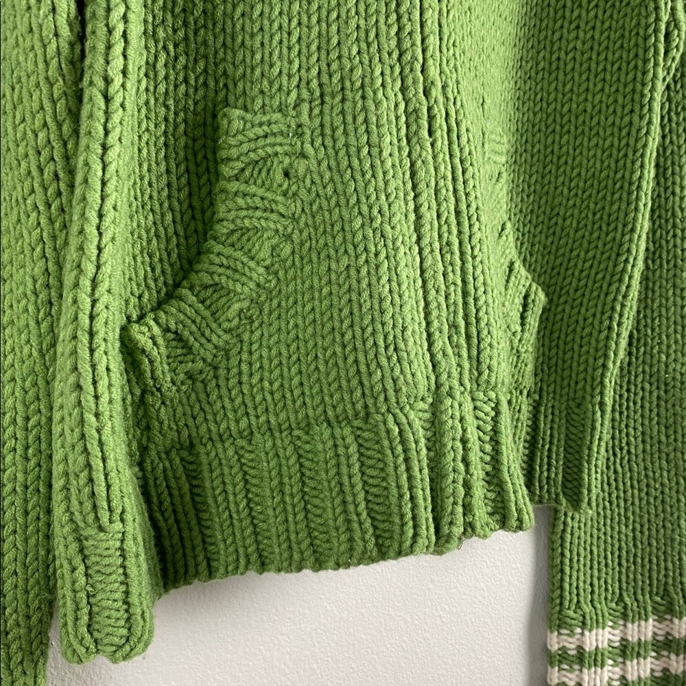 Abercrombie & Fitch Wool Blend Chunky Knit Long Sleeve Hoodie Sweater Jacket - Picture 13 of 16